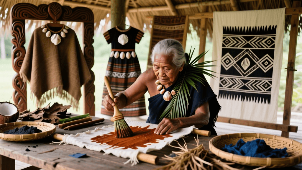 Samoan Siapo Bark Cloth Dyeing And Organic Pigment Preparation