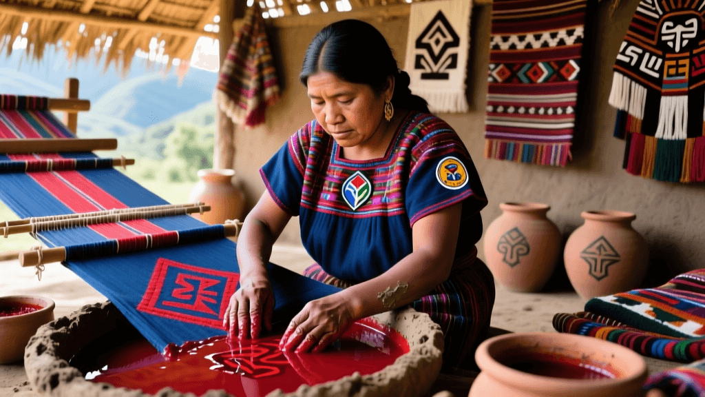 Mayan Tzutujil Textile Dyeing With Cochineal And Mud Resist Process