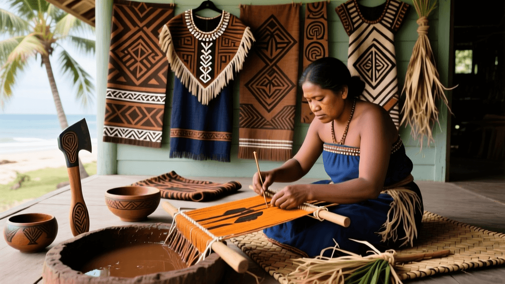 Vanuatuan Barkcloth Dyeing With Mangrove And Iron Rich Soil
