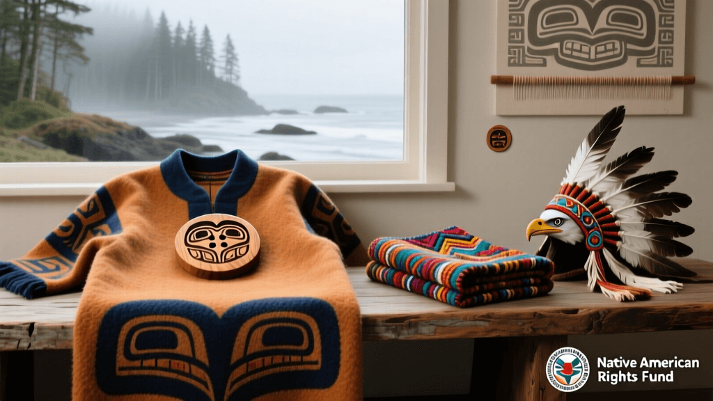 Haida Wood Carved Button Clothing And Wool Chiefs Blankets