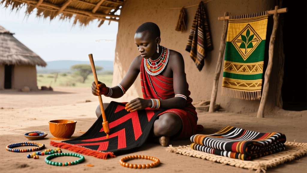 Maasai Shuka Dyeing With Ochre And Geometric Pattern Rules