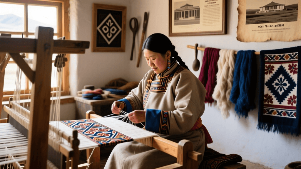 Mongolian Deel Wool Processing And Embroidery Traditions