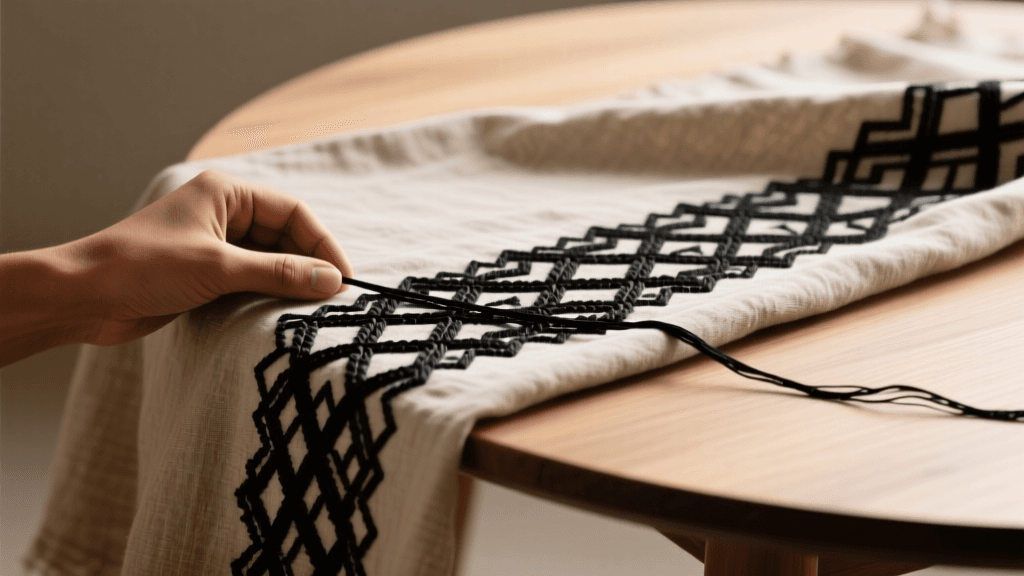 Yemeni Tihama Embroidery And Black Thread Cross Stitch