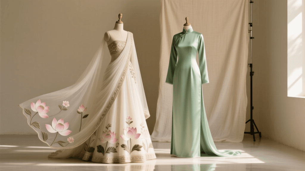 Lotus vs Ahimsa Silk: 2026 Bridal Lehenga & Ao Dai Guide