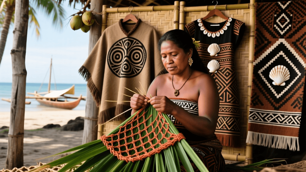 Papua New Guinean Bilum Netting And Plant Fiber Twisting Techniques