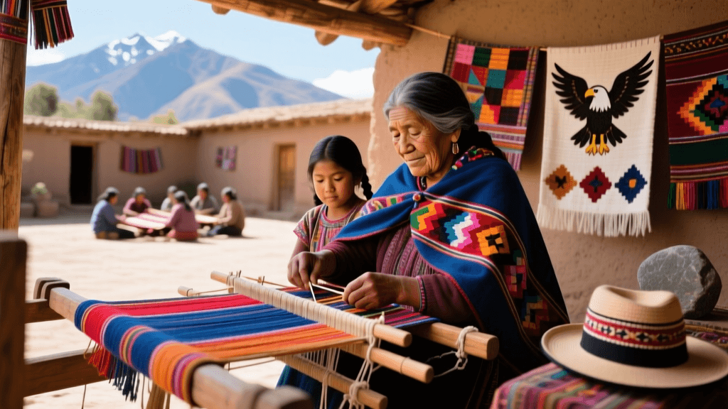 Quechua Poncho Weaving On Backstrap Looms Peru Bolivia