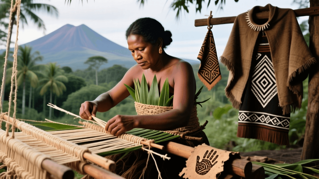 Papua New Guinea Bilum Weaving On Body Looms And Fiber Preparation