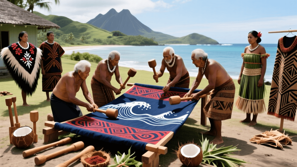 Tongan Ngatu Dyeing Process And Community Beating Rituals