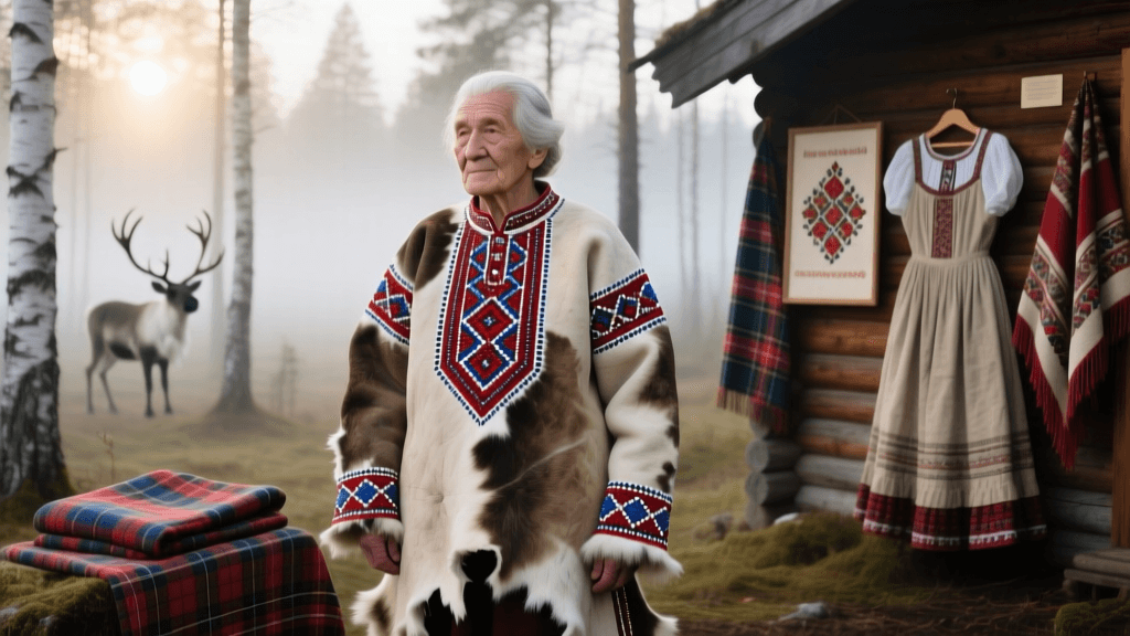 Finnish Lappish Gakti Reindeer Hide Tanning And Beadwork Layout