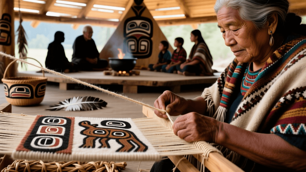 Haida Woolen Chilkat Weaving Raft Design And Twining Tension
