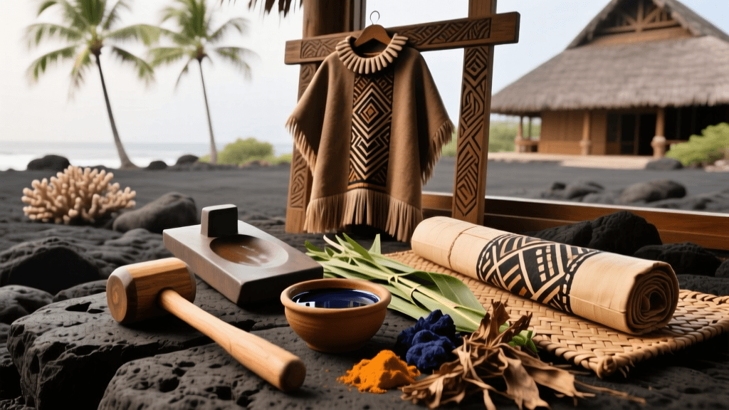 Hawaiian Kapa Beating Tools And Plant Dye Fermentation Timing