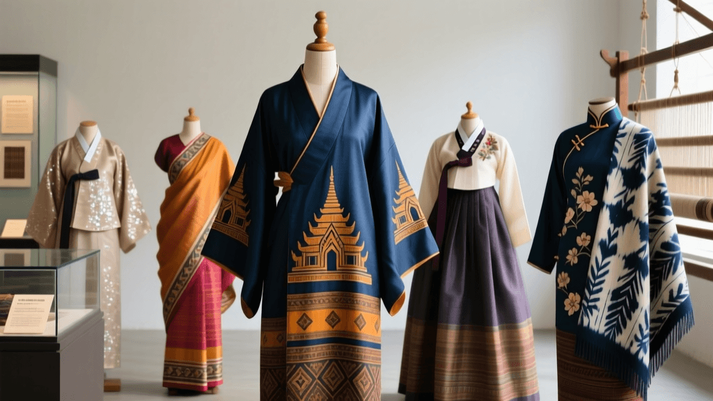 Laotian Sin Silk Weaving And Temple Motif Dyeing Traditions