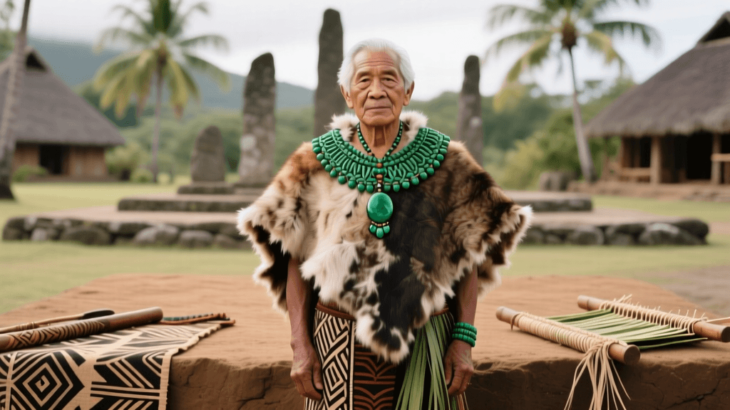 Maori Kahu Kuri Dog Hair Weaving And Greenstone Adornment Attachment