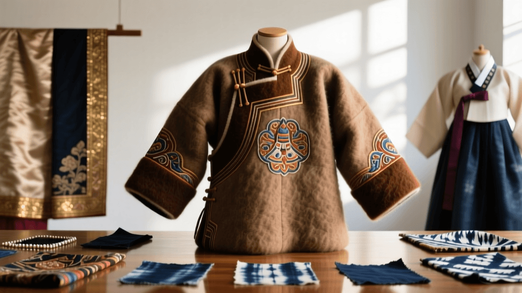 Mongolian Deel Wool Felting And Embroidered Sleeve Techniques