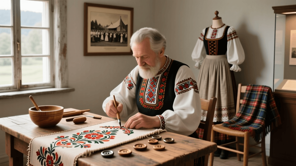 Norwegian Bunad Rosemaling Paint Mixing And Wooden Button Carving