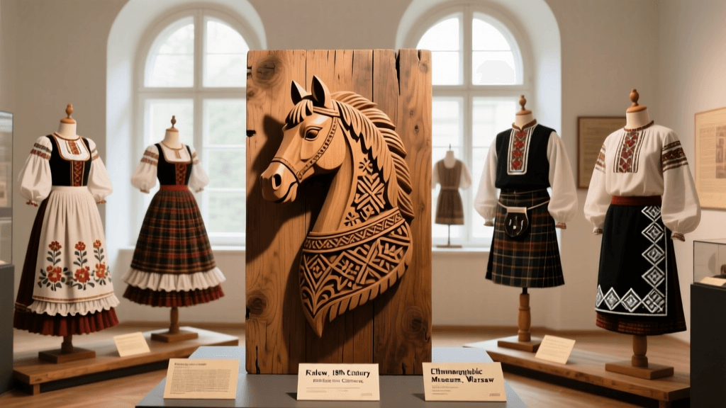 Polish Lajkonik Costume Wood Carving And Horse Head Ornament Assembly
