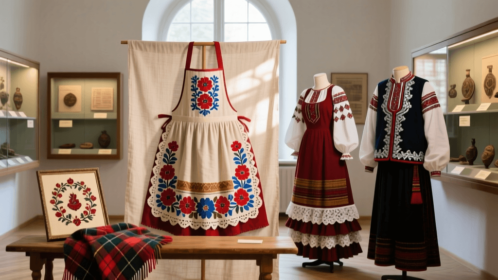 Polish Wycinanki Paper Cutting And Embroidery On Folk Aprons
