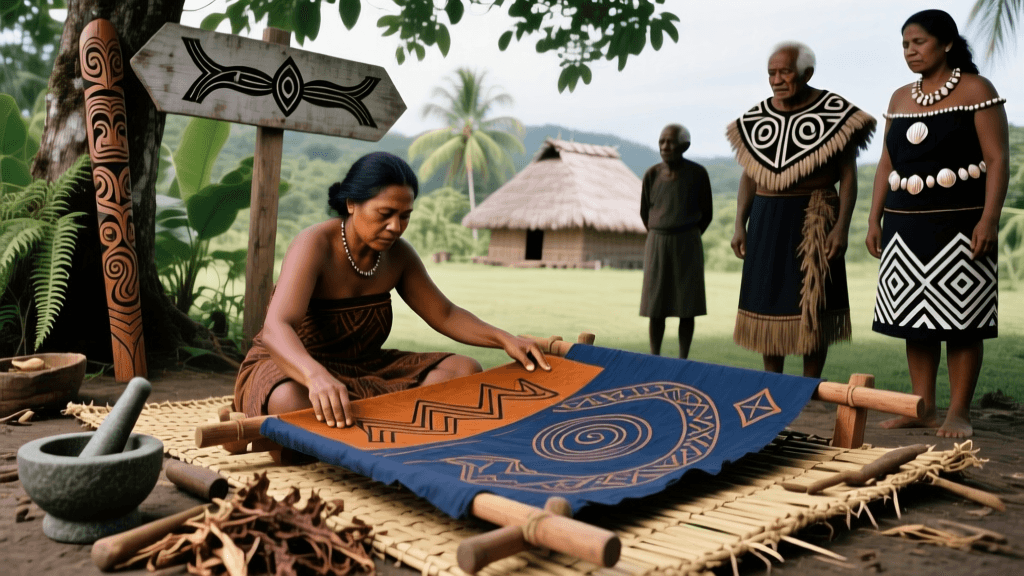 Solomon Islands Tapa Dyeing With Ironwood And Fern Root Pigments