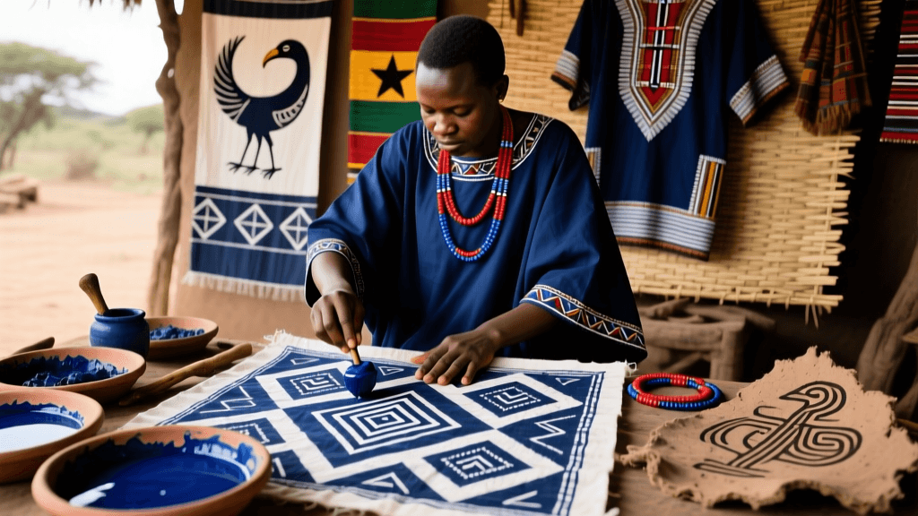 Southern African Shweshwe Indigo Printing And Resist Dyeing Process