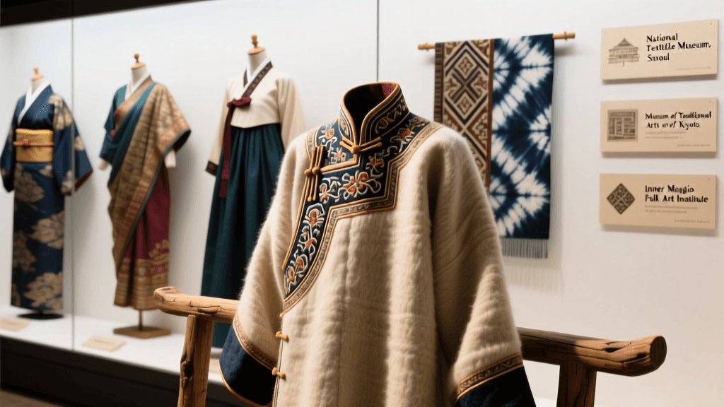 Mongolian Deel Wool Processing And Embroidered Collar Techniques
